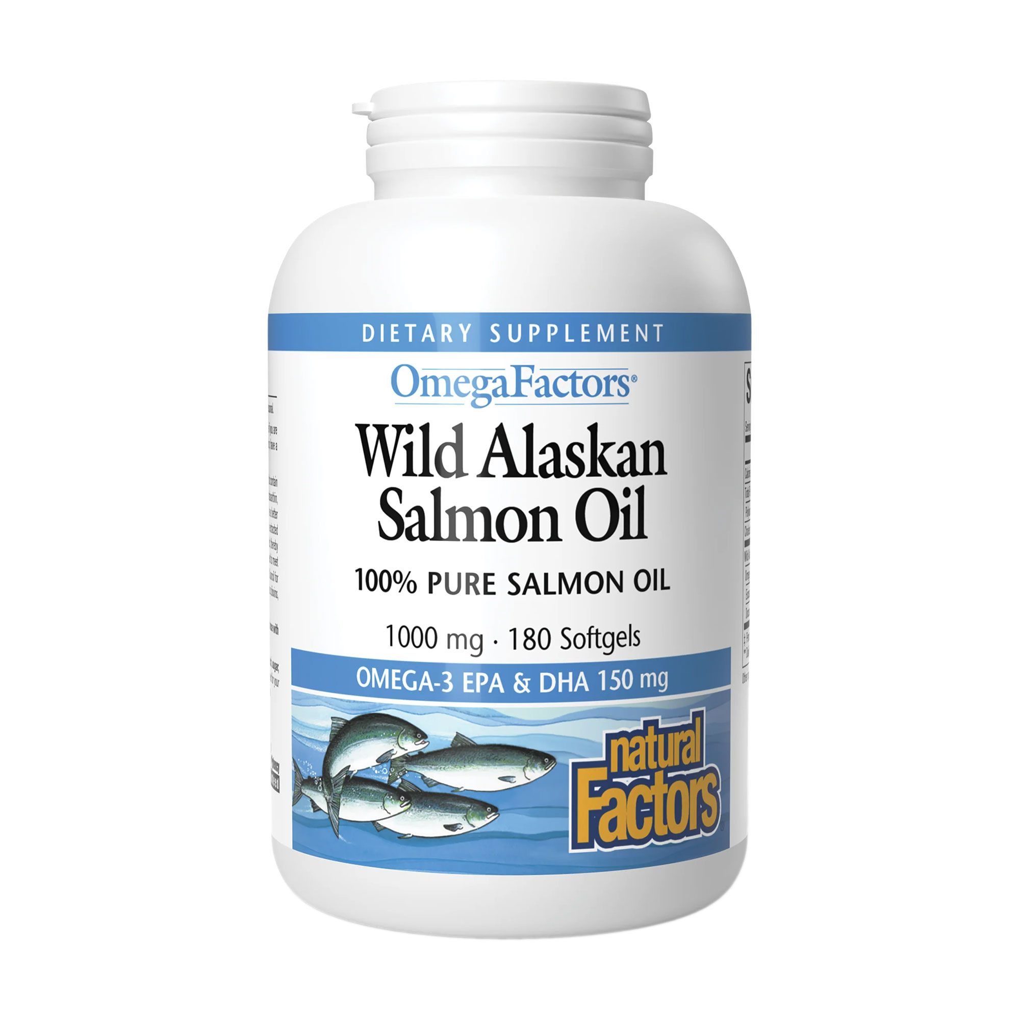 Жир дикого аляскинського лосося Natural Factors OmegaFactors Wild Alaskan Salmon Oil 1000 мг, 180 гелевих капсул